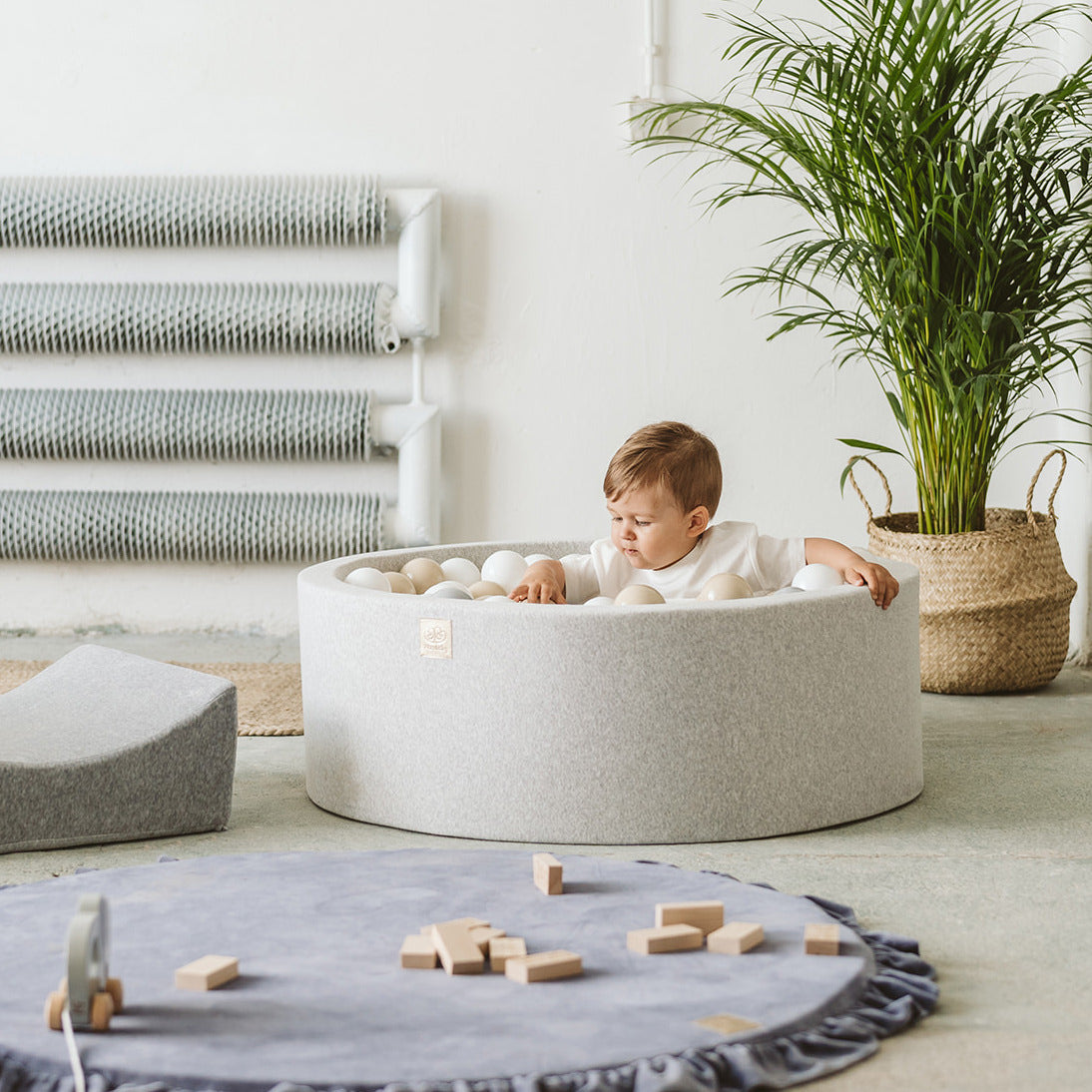 Cotton Round Ball Pit, Light Grey The Cosy Nursery