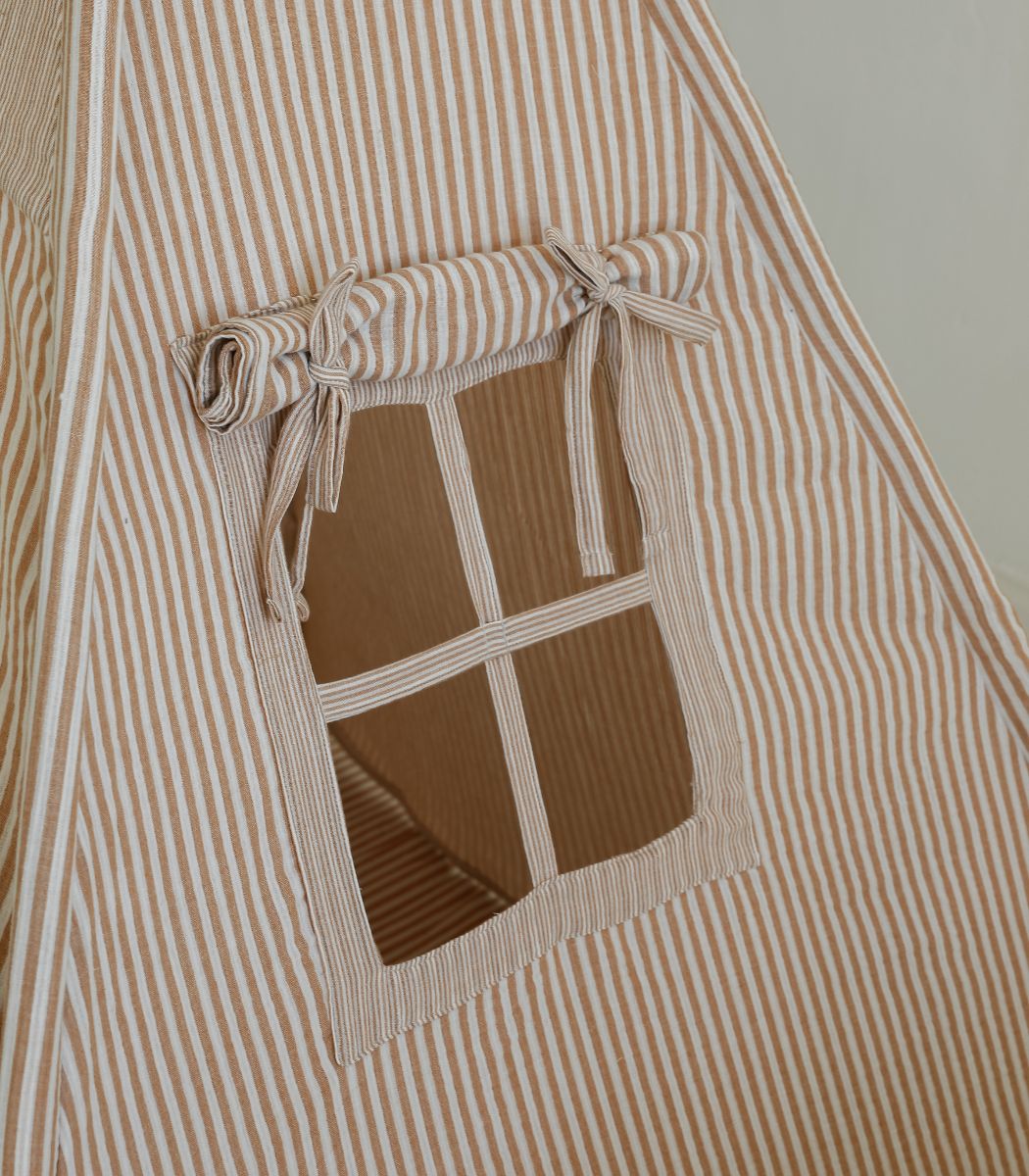 Stripe Teepee with Mat, Beige