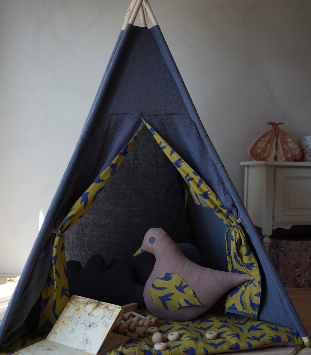 Swallows Teepee with Mat, Navy