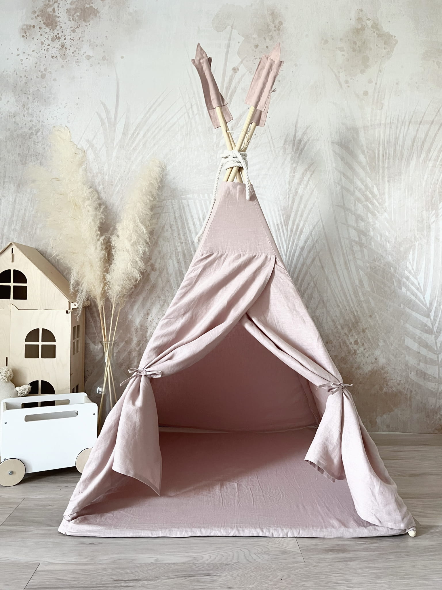 luxe tipi tent Luxe Linen Teepee Tent, Light Pink – The Cosy Nursery