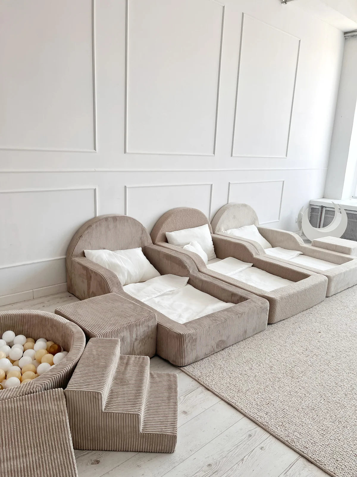 Cream Corduroy, Luxury Children's Bed | Upholstered Montessori Toddler Bed