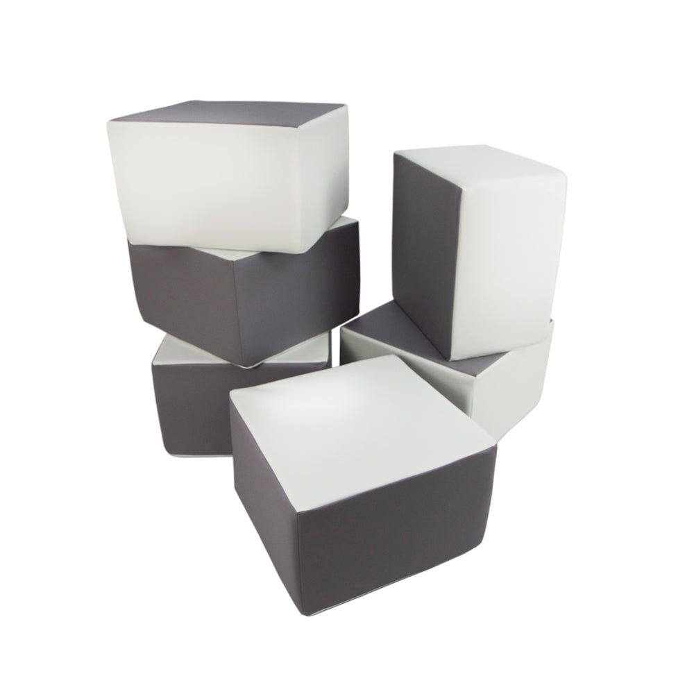 Building Blocks, Grey & White, 6 Pieces