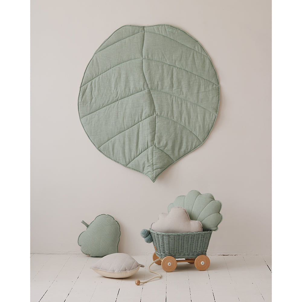Leaf Play Mat, Mint Green Linen