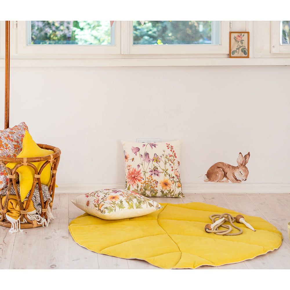 Leaf Play Mat, Yellow Linen The Cosy Nursery