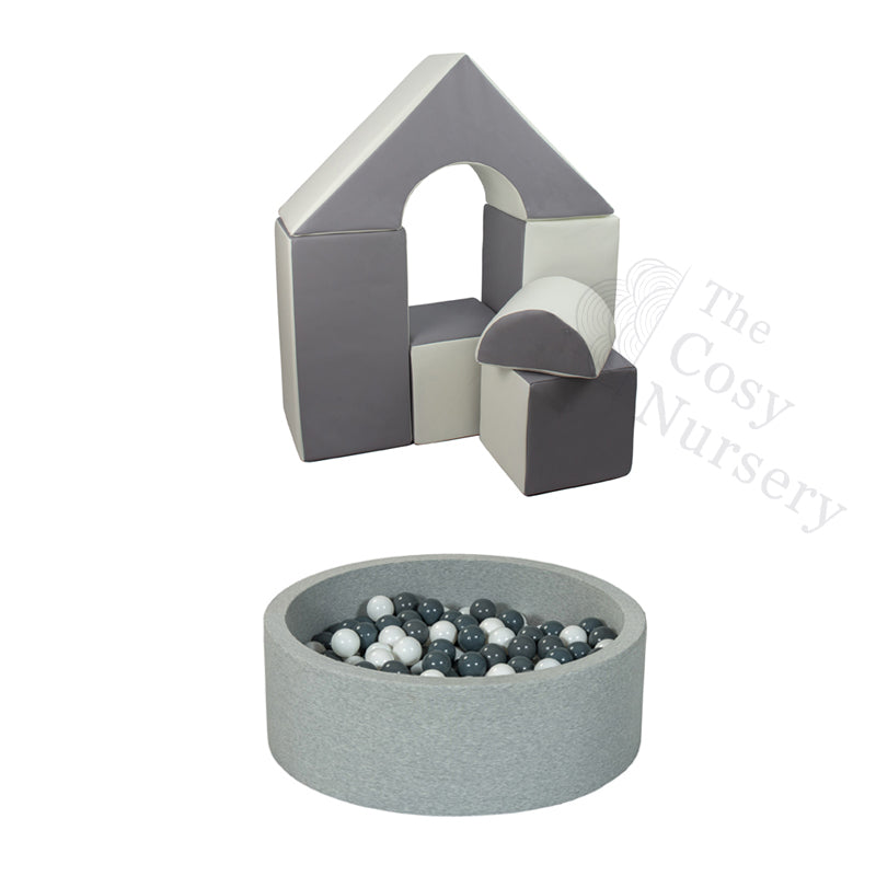 Castle (6 Pieces) + Ball Pit BUNDLE, Grey
