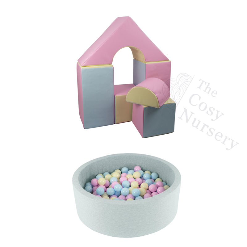 Castle (6 Pieces) + Ball Pit BUNDLE, Pastel Mix