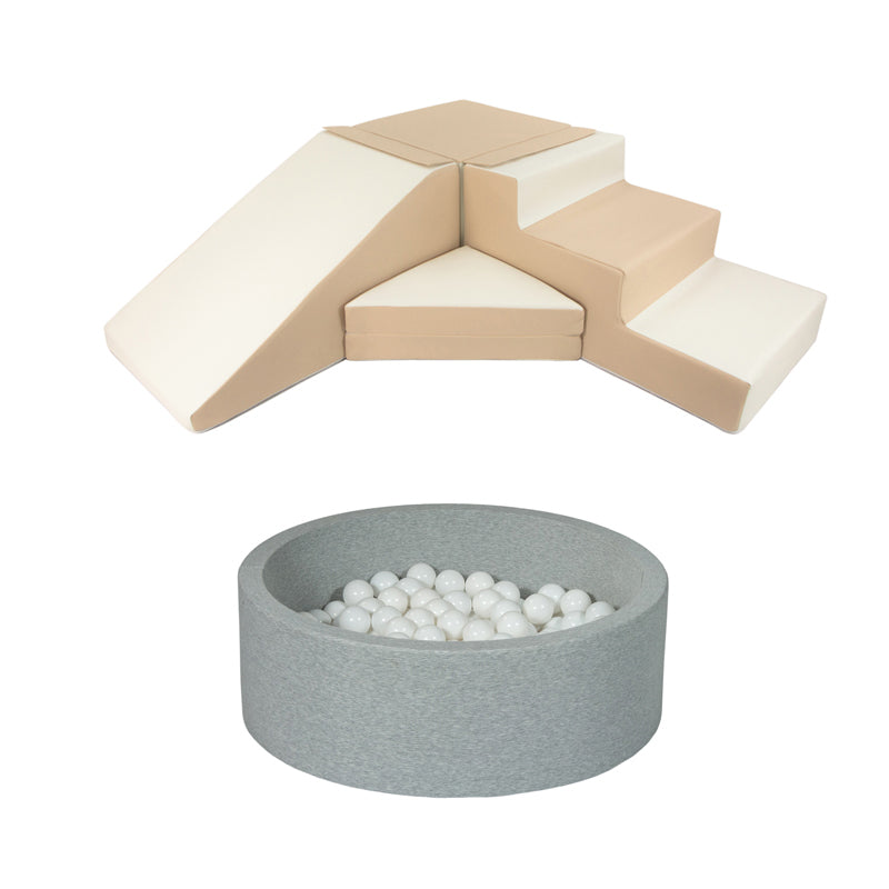 Slide & Step + Ball Pit BUNDLE - Beige & White