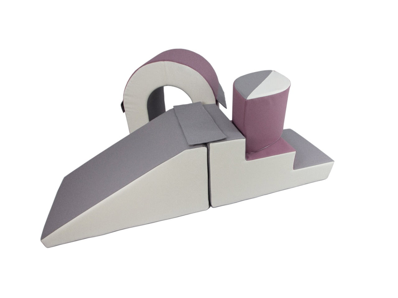Bridge, Slide & Step Soft Play Set, Purple, Grey & White