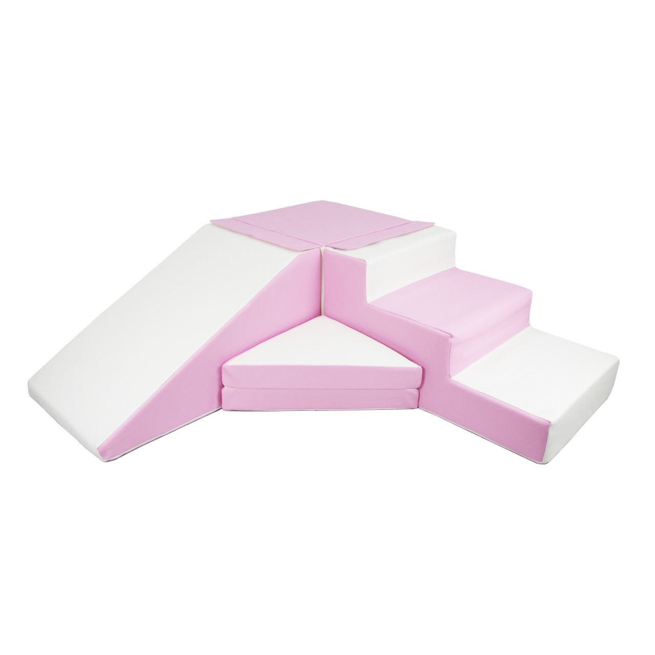 Slide and Step Soft Play Set, Pastel Pink