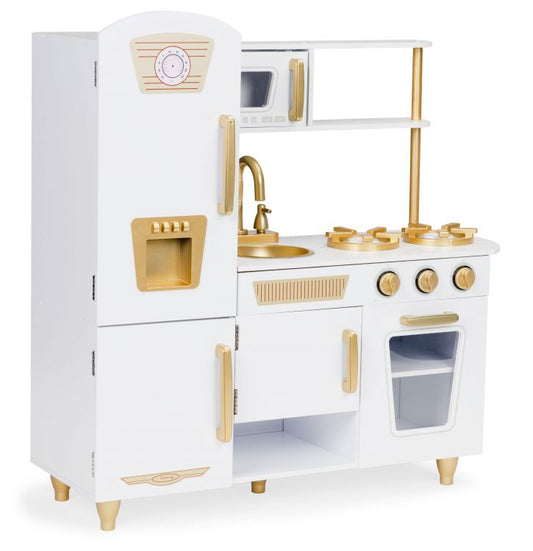 Maxi Wooden Play Kitchen, White & Gold