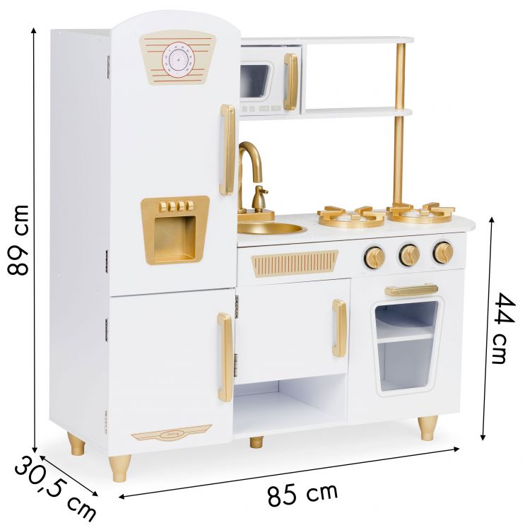 Maxi Wooden Play Kitchen, White & Gold