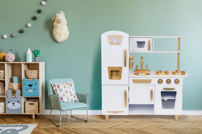 Maxi Wooden Play Kitchen, White & Gold