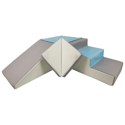 Slide and Step Soft Play Set, Blue, Grey & White