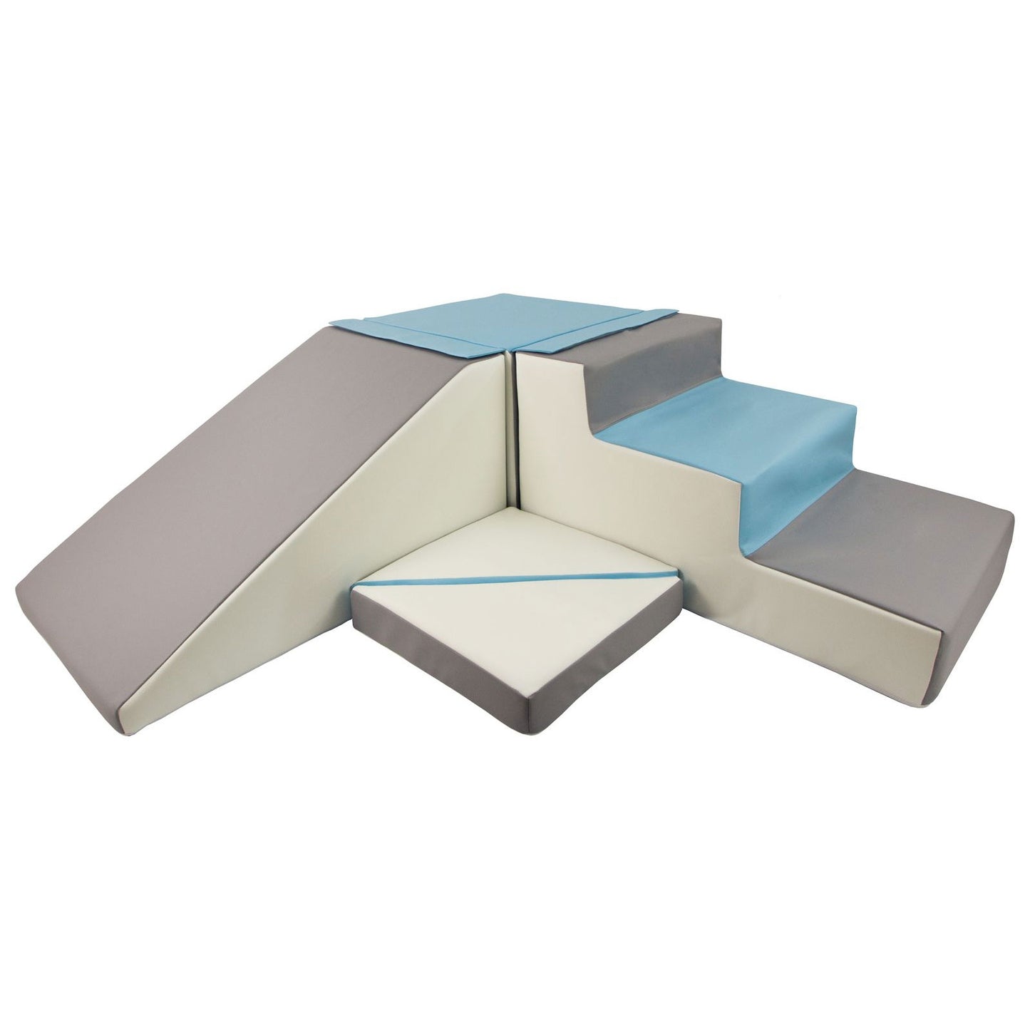 Slide and Step Soft Play Set, Blue, Grey & White