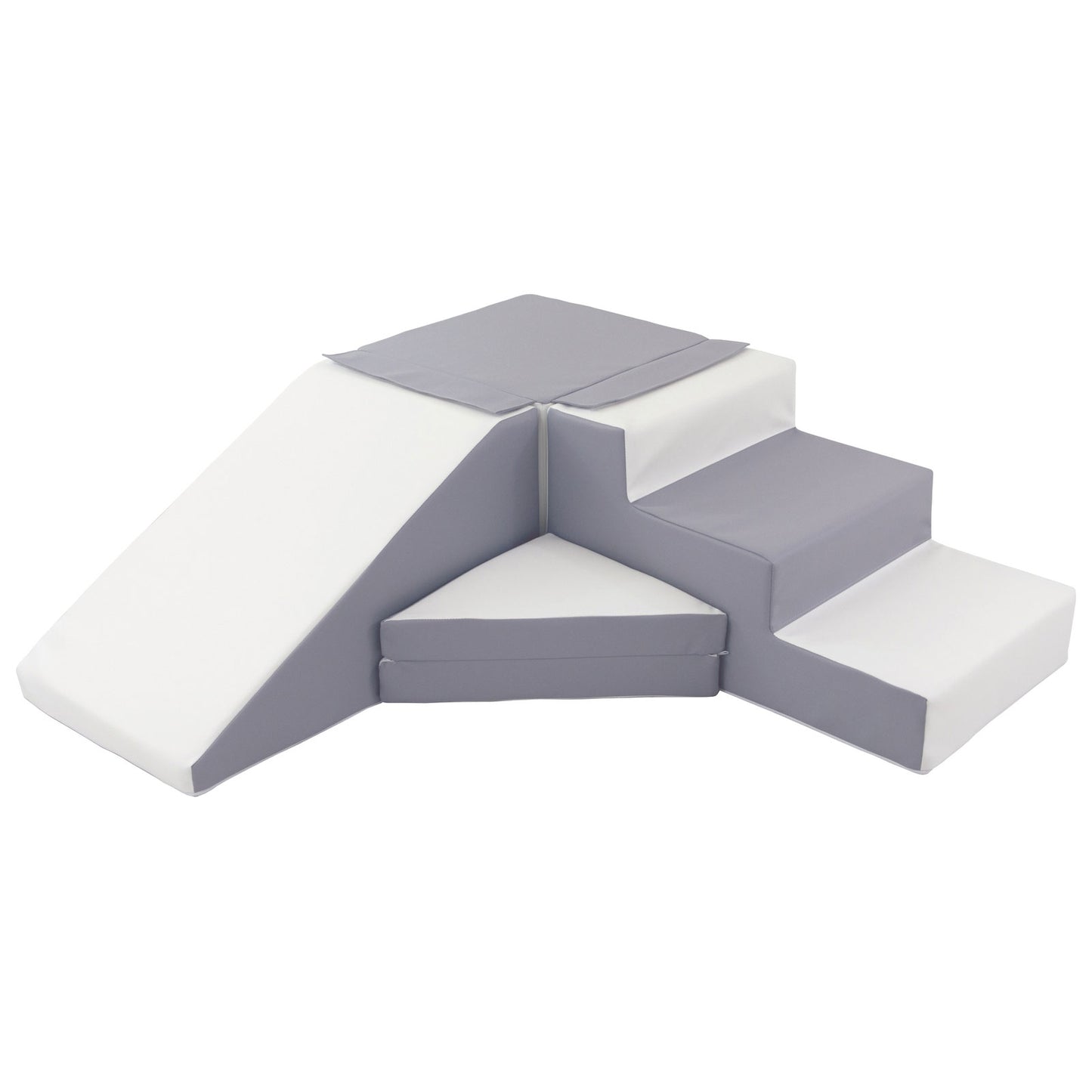 Slide and Step Soft Play Set, Grey & White