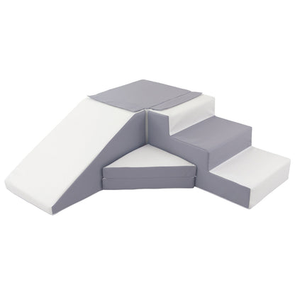 Slide and Step Soft Play Set, Grey & White