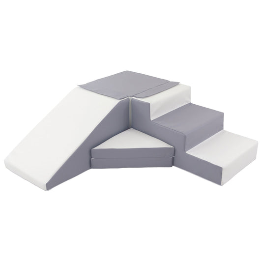 Slide and Step Soft Play Set, Grey & White