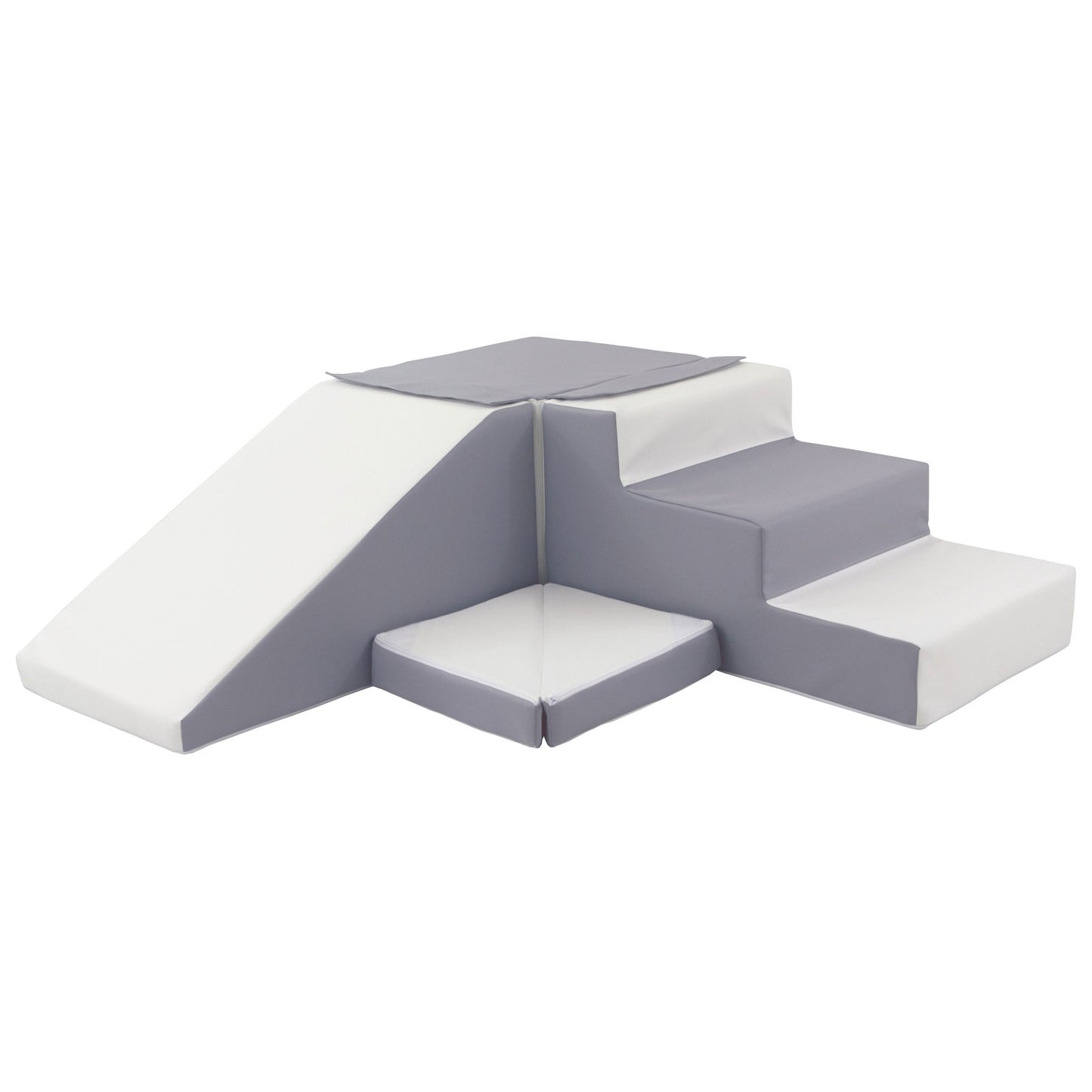Slide and Step Soft Play Set, Grey & White