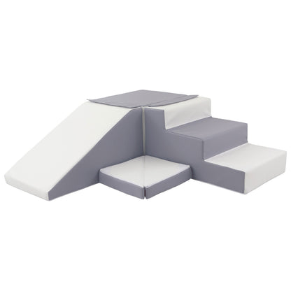 Slide and Step Soft Play Set, Grey & White