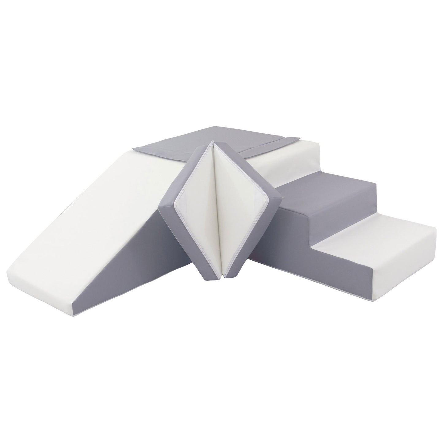 Slide and Step Soft Play Set, Grey & White