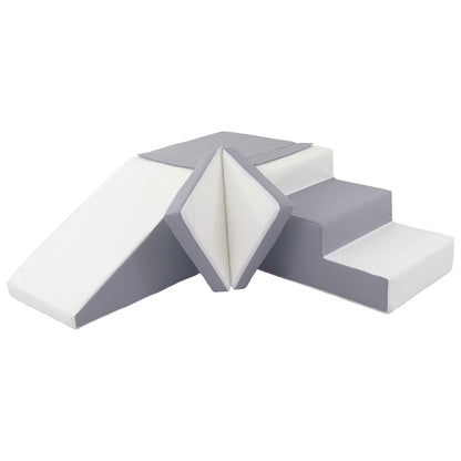 Slide and Step Soft Play Set, Grey & White