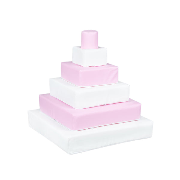 Pyramid Stacking Set, Pastel Pink & White