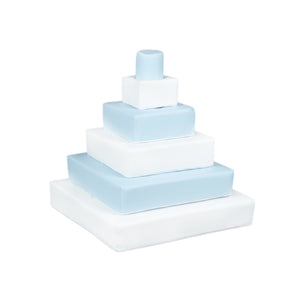 Pyramid Stacking Set, Pastel Blue & White