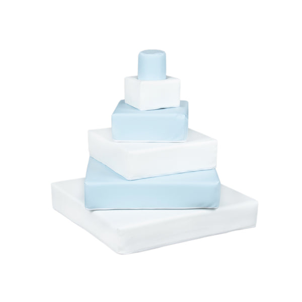 Pyramid Stacking Set, Pastel Blue & White