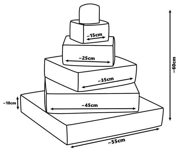 Pyramid Stacking Set, Beige & White