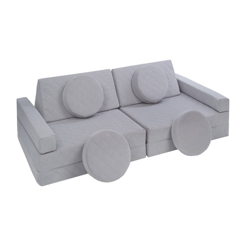 Soft Play Modular Couch, Diamond Stitch, Grey