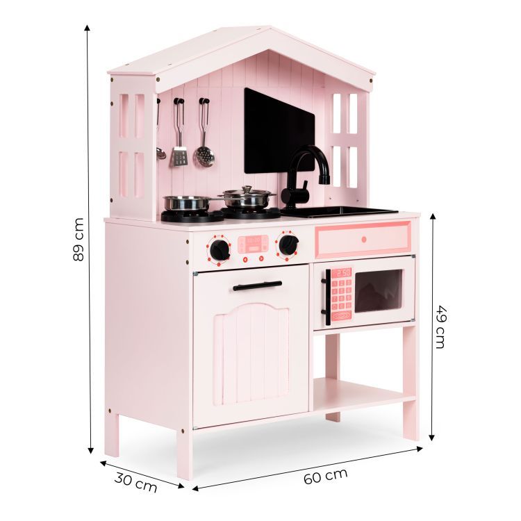 Midi Wooden Play Kitchen, Pastel Pink