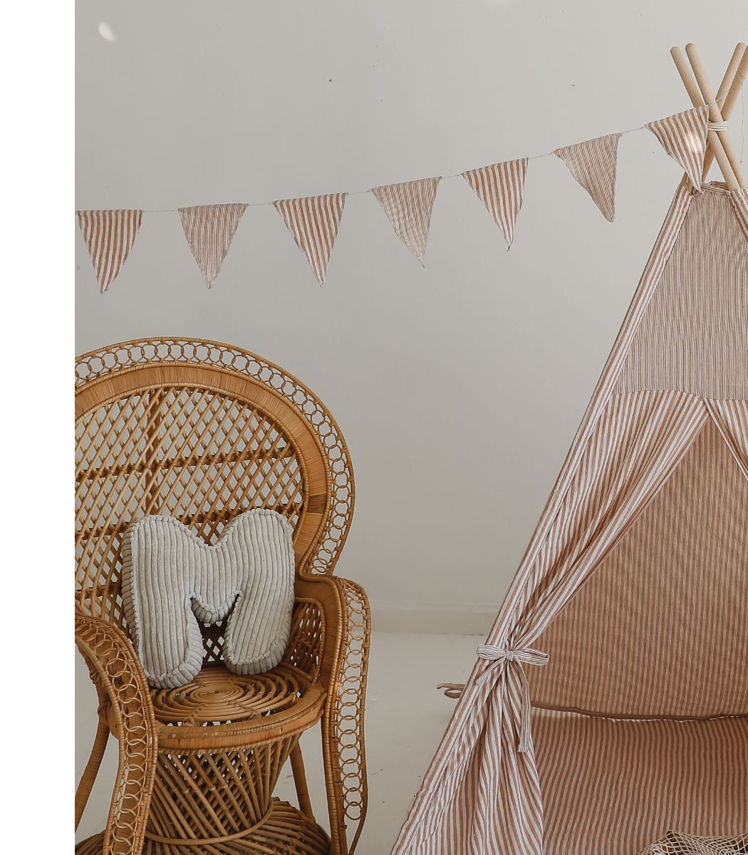 Stripe Teepee with Mat, Beige