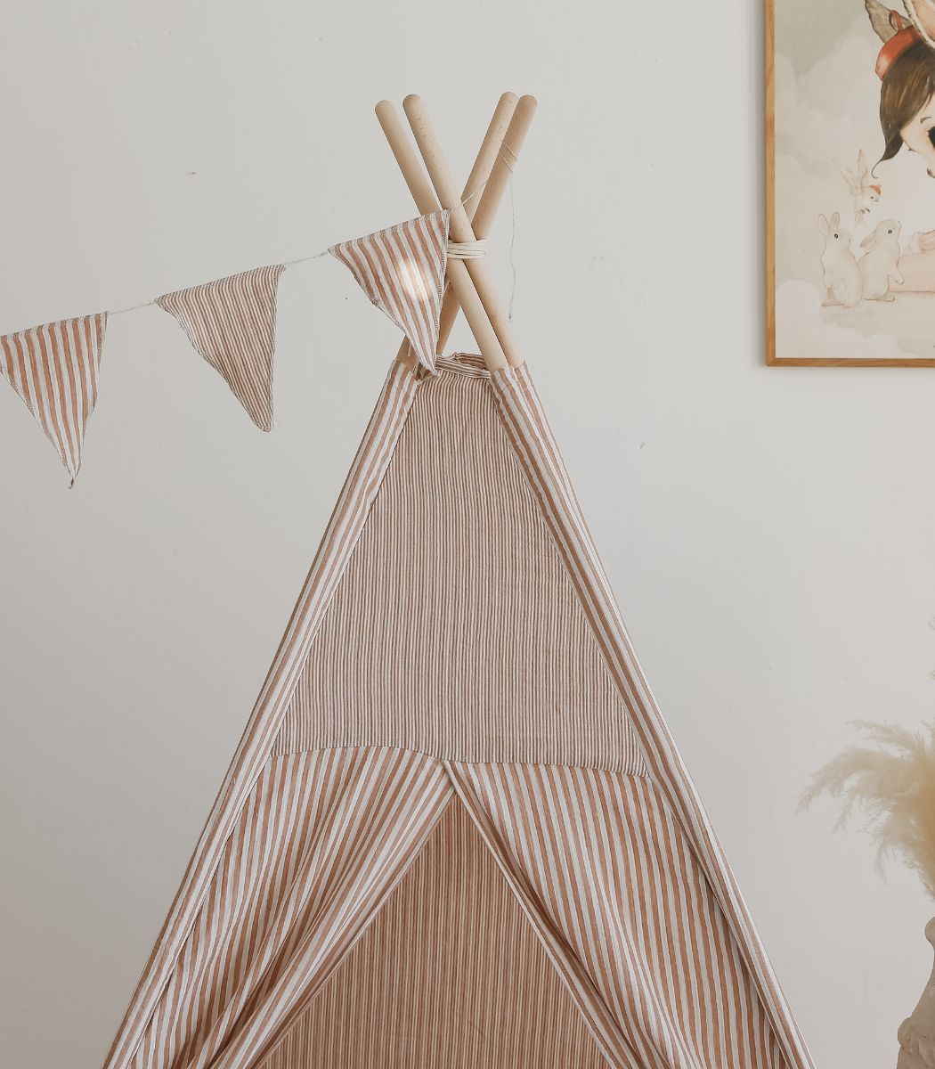Stripe Teepee with Mat, Beige