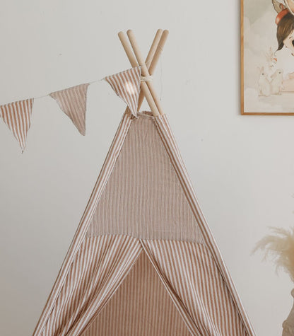Stripe Teepee with Mat, Beige