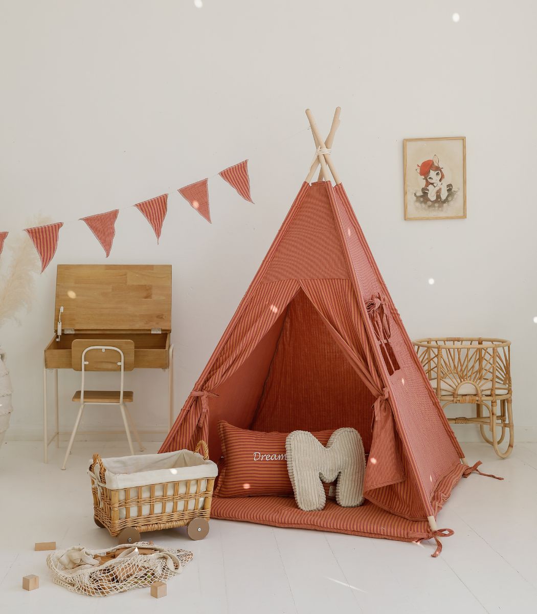 Stripe Teepee with Mat, Orange