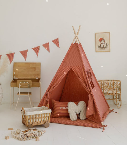 Stripe Teepee with Mat, Orange