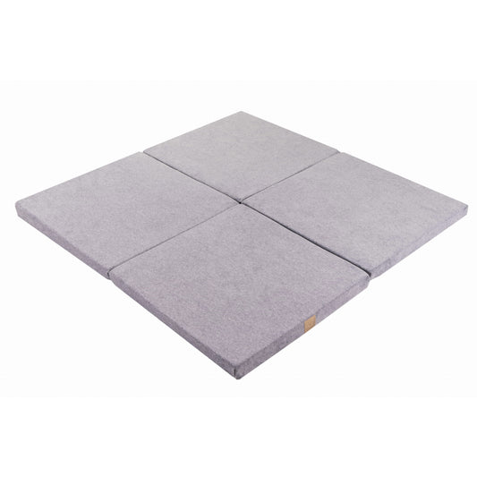 Square Foldable Padded Playmat, Velvet Light Grey | 120cm