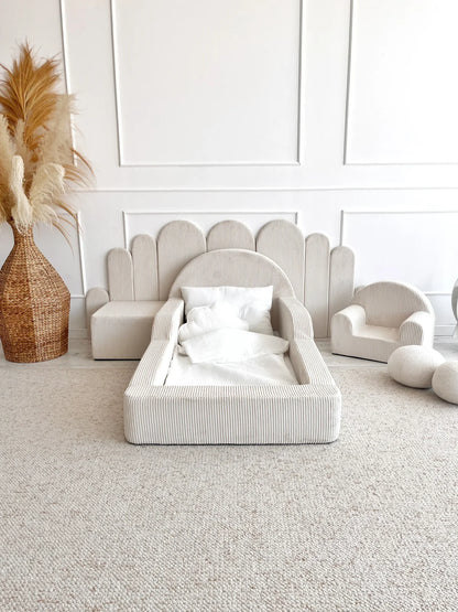 Cream Corduroy, Luxury Children's Bed | Upholstered Montessori Toddler Bed