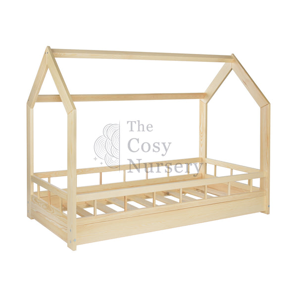 Wooden House Bed, Toddler (with Sides)