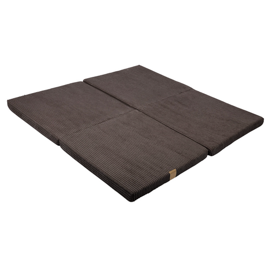Square Foldable Padded Playmat, Chunky Corduroy, Dark Brown | 120cm
