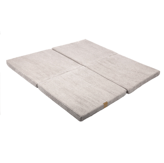 Square Foldable Padded Playmat, Chunky Corduroy, Ecru | 120cm