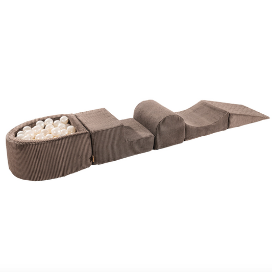 Modular Play System with Mini Ball Pit & Balls, Chunky Corduroy, Dark Brown