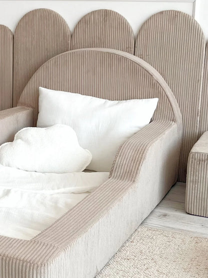 Beige Corduroy, Luxury Children's Bed | Upholstered Montessori Toddler Bed (Optional Bamboo Mattress)