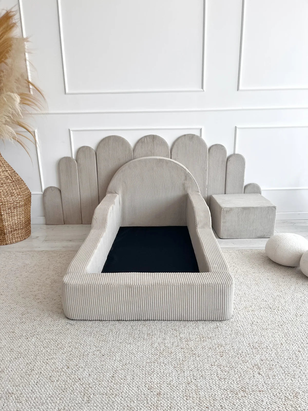 Beige Corduroy, Luxury Children's Bed | Upholstered Montessori Toddler Bed (Optional Bamboo Mattress)