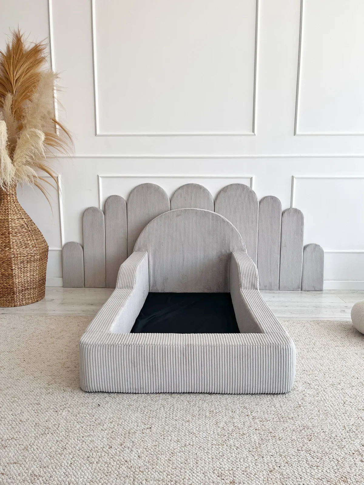 Grey Corduroy, Luxury Children's Bed | Upholstered Montessori Toddler Bed