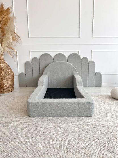 Grey Boucle, Luxury Children's Bed | Upholstered Montessori Toddler Bed