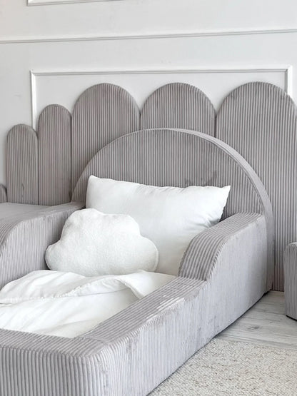 Grey Corduroy, Luxury Children's Bed | Upholstered Montessori Toddler Bed