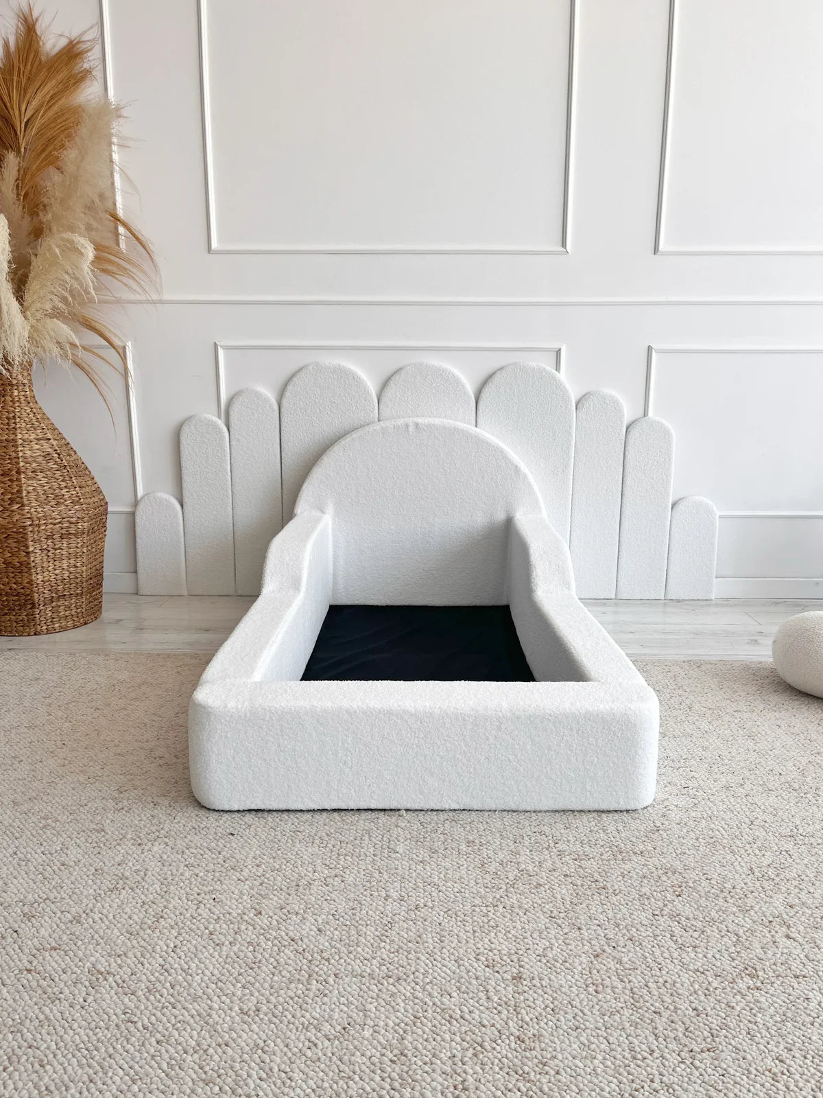 White Boucle, Luxury Children's Bed | Upholstered Montessori Toddler Bed
