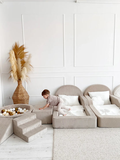 Grey Boucle, Luxury Children's Bed | Upholstered Montessori Toddler Bed