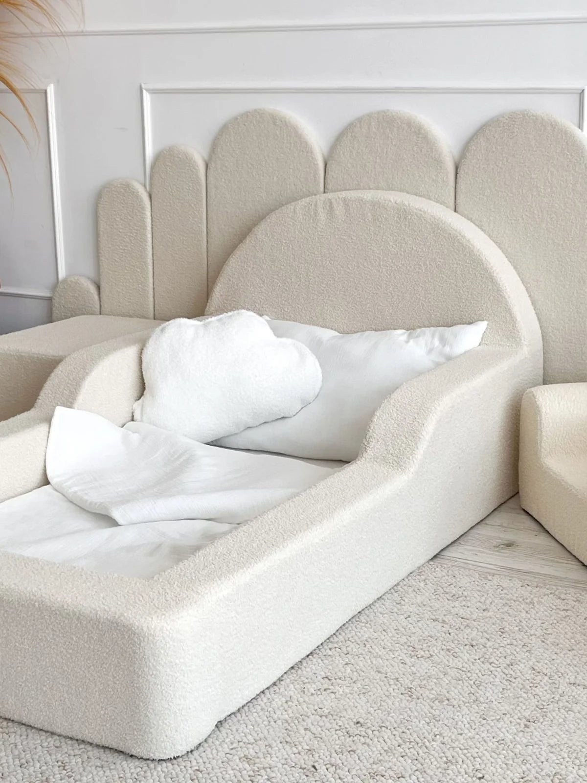 Cream Corduroy, Luxury Children's Bed | Upholstered Montessori Toddler Bed